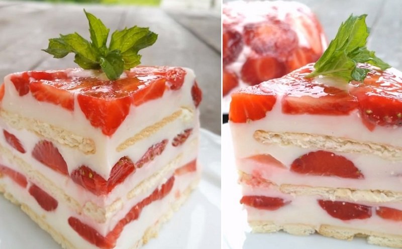 Клубничный десерт с йогуртом